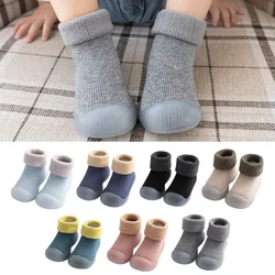 가을과 겨울 아기 ​​바닥 양말, 미끄럼 방지 부드러운 단독 만화 아기 양말, 플러시 두꺼워, 안티 쿨 워킹 양말 및 신발