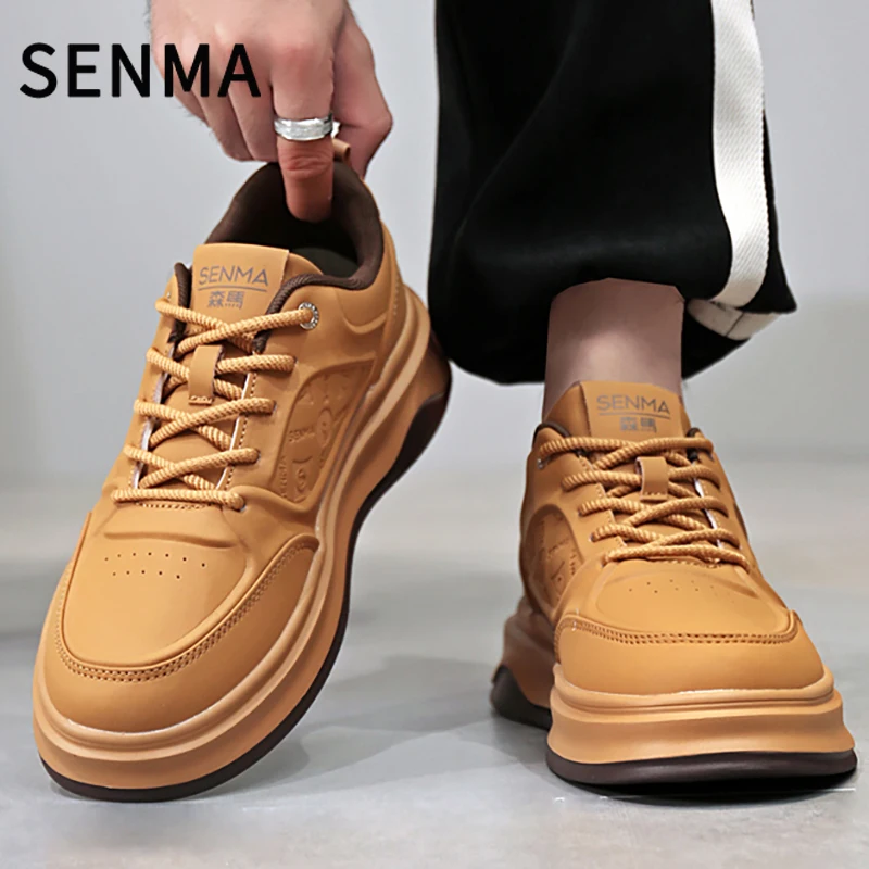 

SENMA Men's Shoes 2025 New Genuine Leather Leisure Board Shoes Men's Tennis Shoes Thick Bottom Casual Fashion White Sneakers