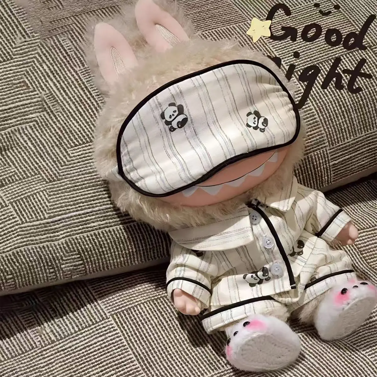 

for 38cm Labubu Zimomo Clothes Panda Pajamas Set Clothing Panda Sleeping Clothes for Big Doll Zimomo