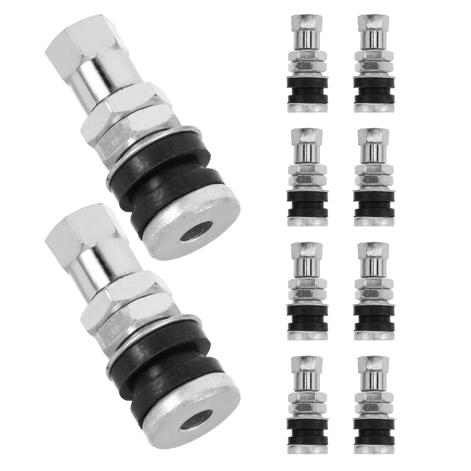 

10Pcs Motorcycle Wheel Valve Stems Metal Tubeless Tire Valve Stem Aluminum Alloy Body Rubber Gasket for Scooter E Bike Rim Air