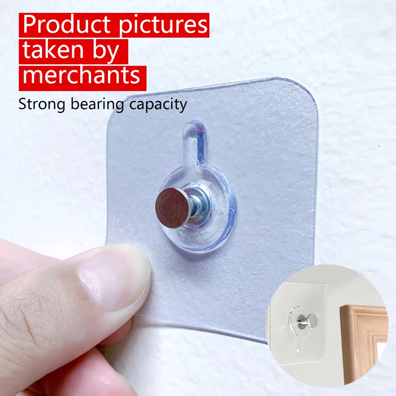 Hooks Strong Adhesive Hooks Icture Frame Holder Punch-Free Screw Stickers Invisible Traceless Kitchen Bathroom Hanger Hook