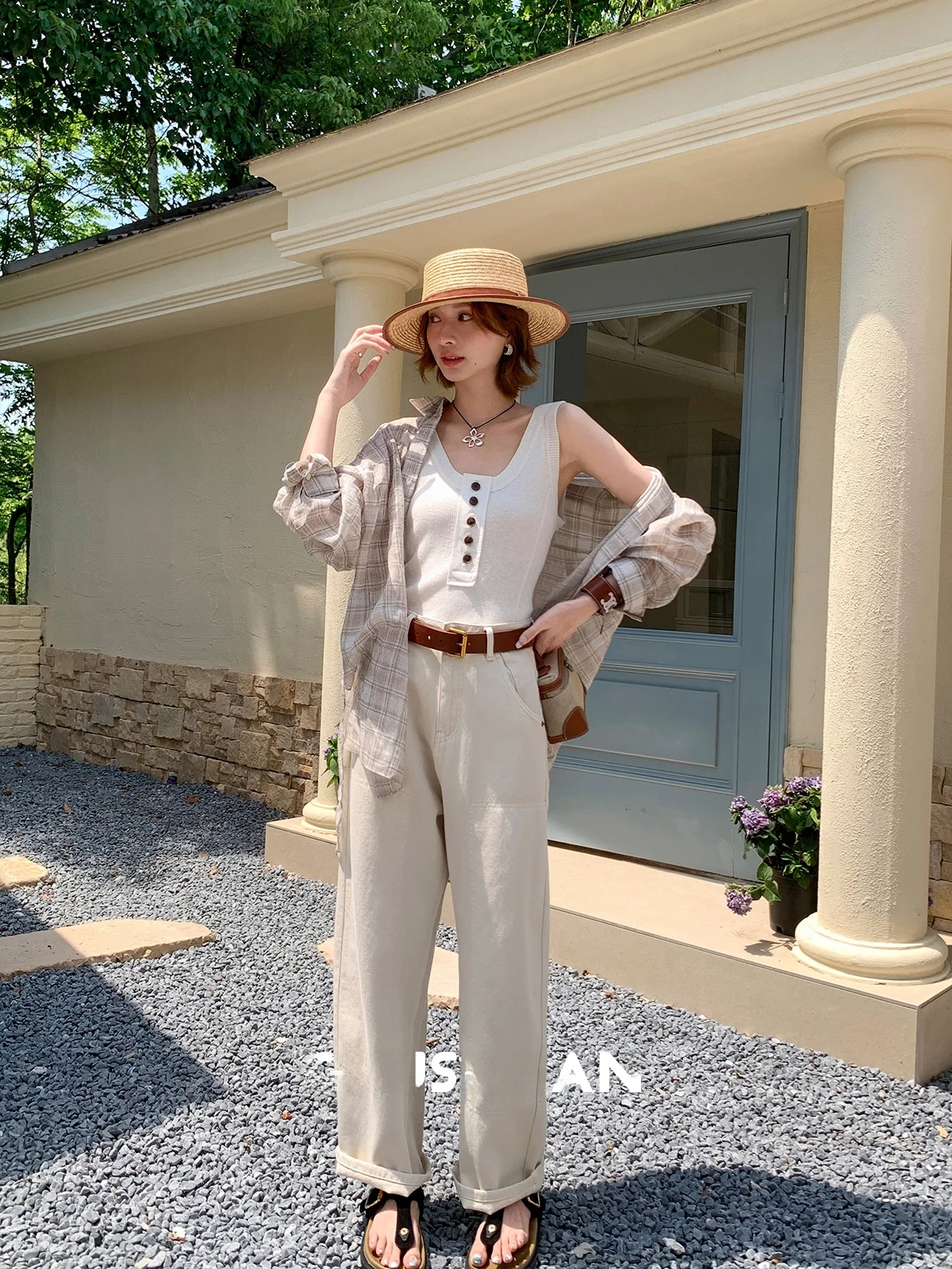 

Летние хлопковые джинсы-брюки для путешествий, женские свободные прямые джинсы в стиле ретро с поясом, с эффектом стройности