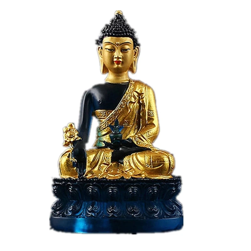 

Efficacious 13.5cm Gold Plating Pharmacist Tibetan Nepal Buddhist Statue,Tranic Putting Decorate Figurine