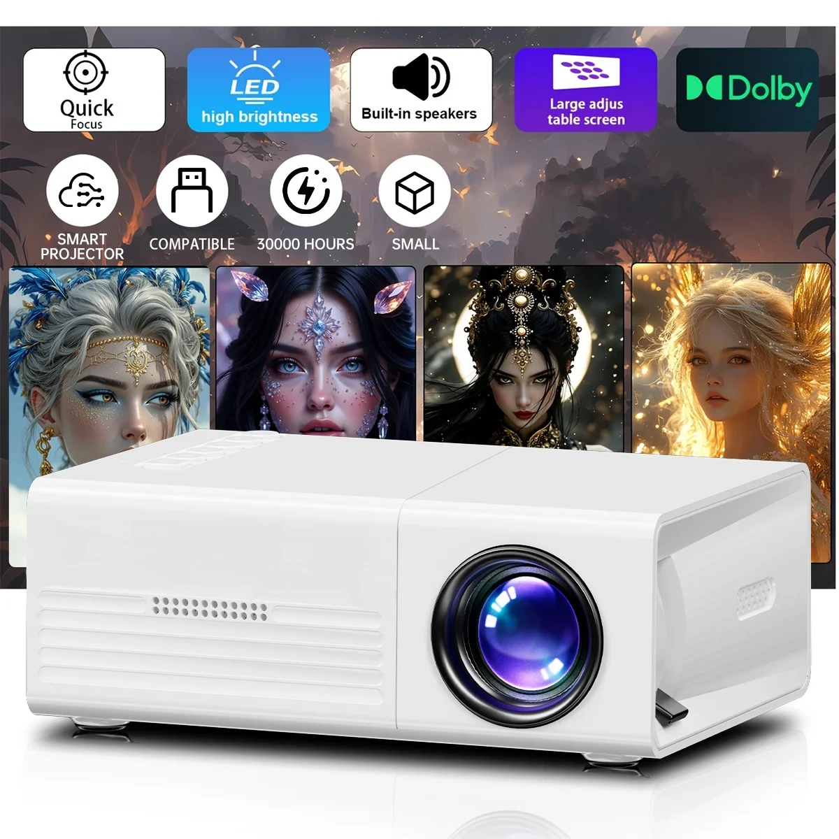 Proyector portátil TFT LCD 1080P 1920*1080P Wifi Bluetooth Mini proyectores Cine en casa Mini proyector para exteriores