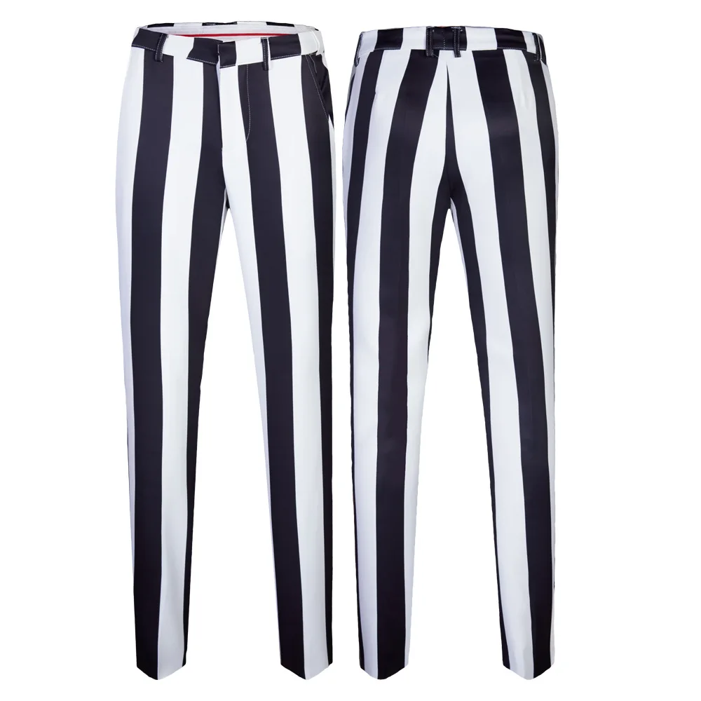 2023 moda uomo Business in bianco e nero Zebra Stripes abito formale/maschile Slim Stage Party 2 pezzi blazer set giacca pantaloni