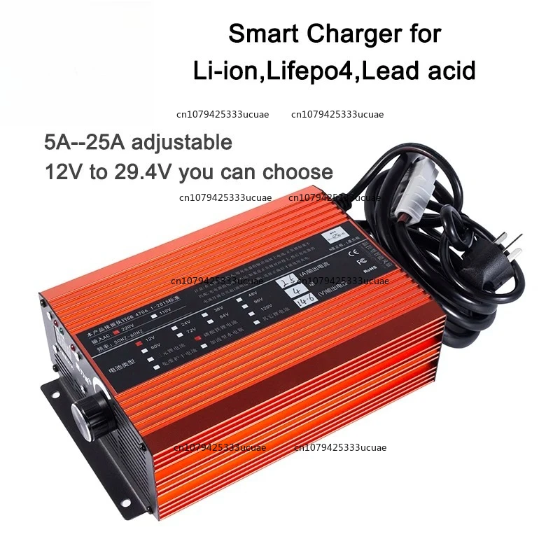 12 فولت 24 فولت 14.6 فولت 16.8 فولت 29.2 فولت 12.6 فولت ليثيوم أيون Lifepo4 شاحن بطارية ليثيوم قابل للتعديل 5A 10A 15A 20A 25A شحن سريع 3S 4S 6S 7S 8S