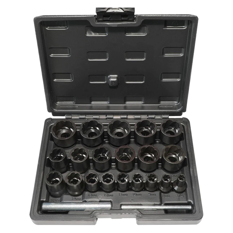 Durable Lug Nut Removal Tool 22 pcs Damaged Bolt & Screw Puller Socket Set