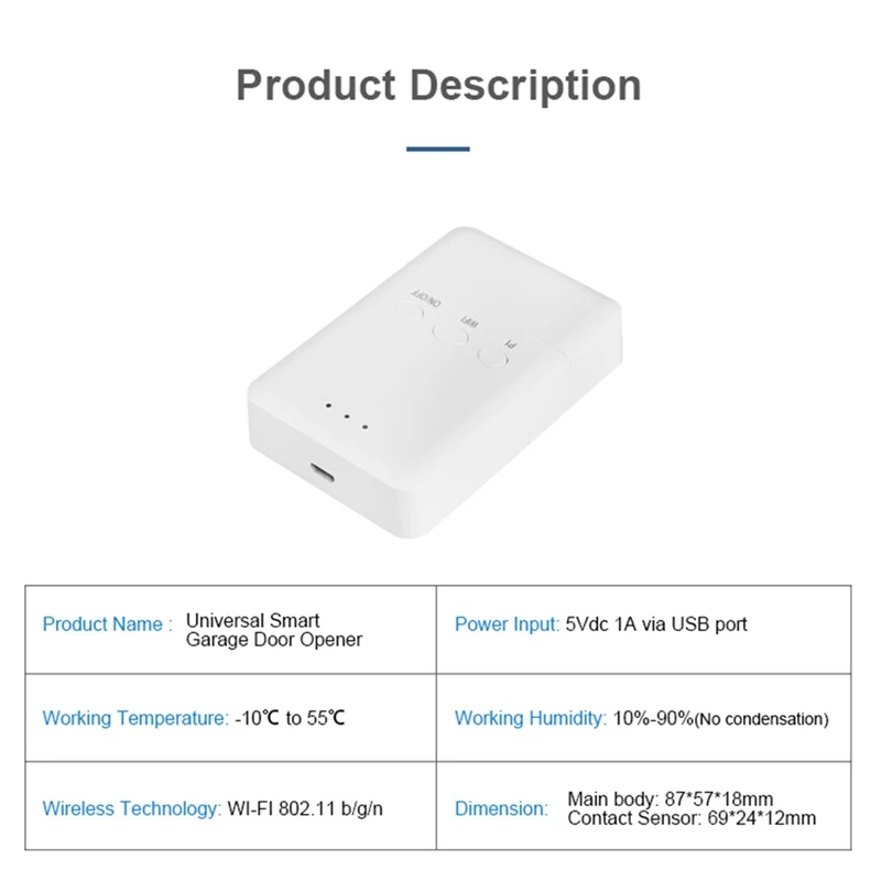 1Set Tuya Wifi Smart Garage Door Opener Wifi Smart Garage Door Opener White For Alexa Google Home For Warehouse Garage (EU)
