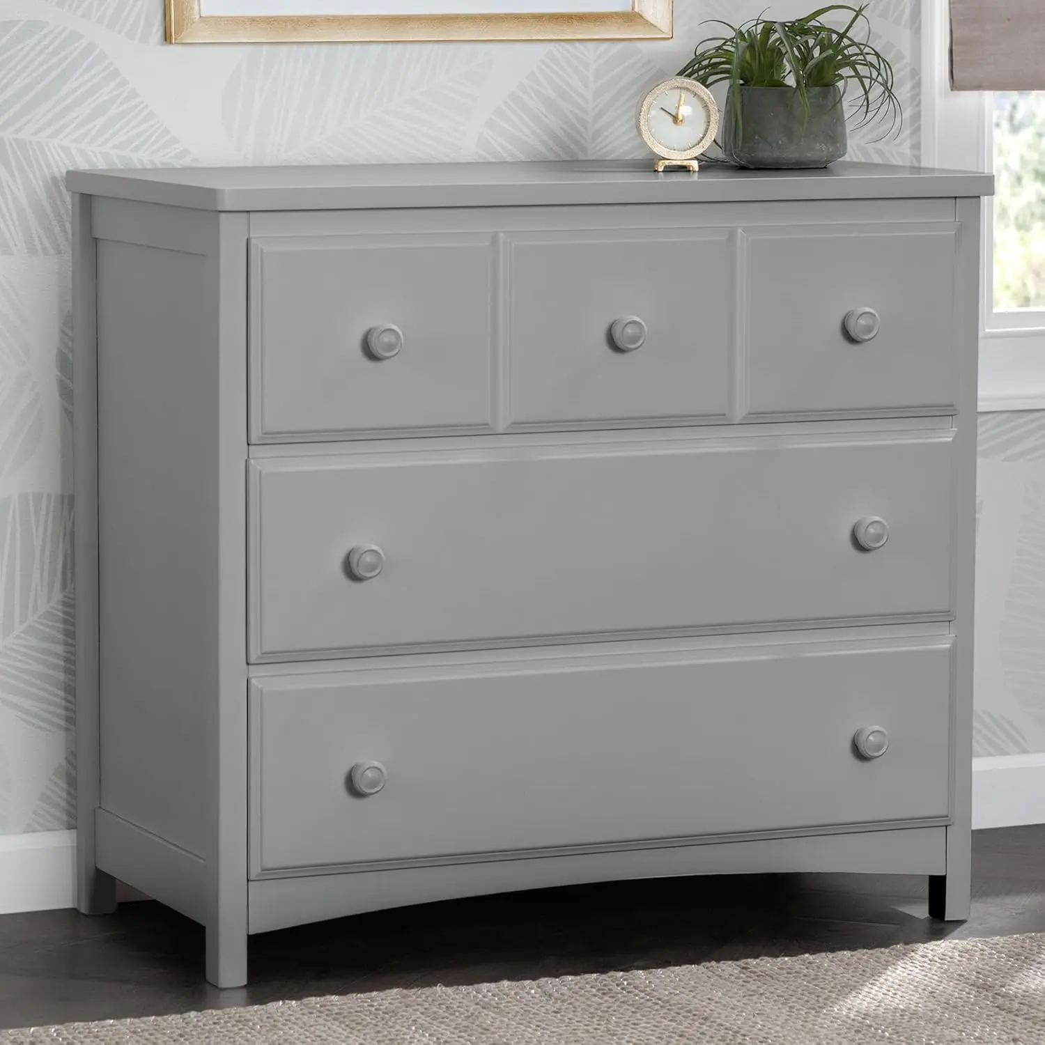 Children 3 Drawer Dresser with Interlocking Drawers, Grey