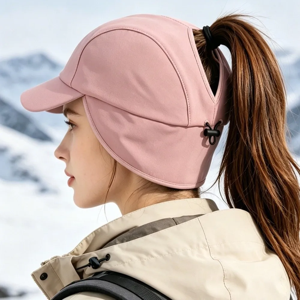 Einfache, einfarbige Winter-Baseballkappe aus Polarfleece, winddichte Ohrenschutzmütze für Herren, Snapback, dicke Ohrenschutzmütze für den Außenbereich. – Detail 8