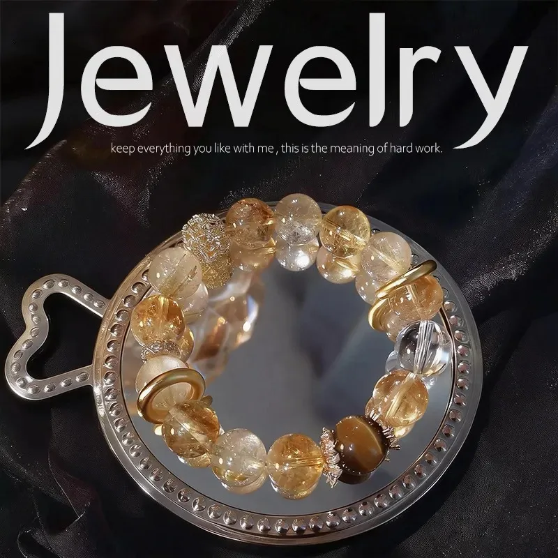 Natural yellow tower crystal white girls bracelet, recruit peach blossoms, attract wealth and good luck, improve career,