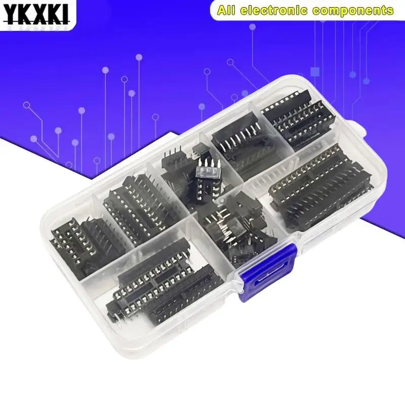 66PCS/lot with Box DIP IC Sockets Adaptor Solder Type Socket Kit 6 8 14 16 18 20 24 28 Pin IC Connector DIP-6 DIP-8 DIP-14