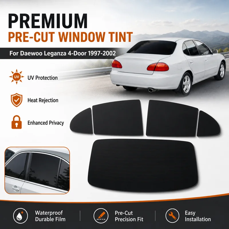 Premium Pre-Cut Window Tint For Daewoo Leganza 4-Door 1997-2002 Durable UV Heat Rejection Waterproof Privacy Film Replacement
