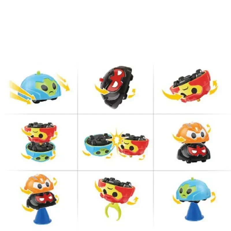 Cartoon Spinning Top Gyroscope Inertial Toy Car Gyro Stacked Rotate Mini Car Stunt Fancy Funny Gift Educational Toy for Children