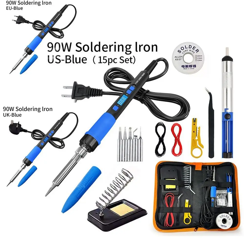 90W Electric Soldering Iron Welding Tool Kit EU/US/UK Plug Thermostatic Soldering Digital Display Soldering Iron Fast Heat Up