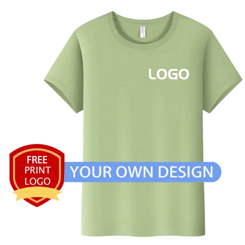 พิมพ์ฟรีผ้าฝ้าย 100% เสื้อยืด Solid Causal O-คอ Basic ที่กําหนดเองพิมพ์โลโก้ T เสื้อผู้ชายผู้หญิงที่กําหนดเองข้อความ Tops Tees