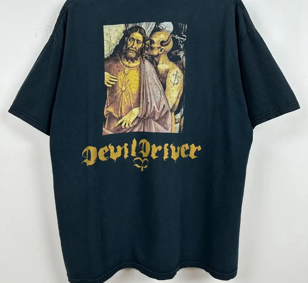 DevilDriver God And Devil Faded Black Unisex Short Sleeve T-Shirt