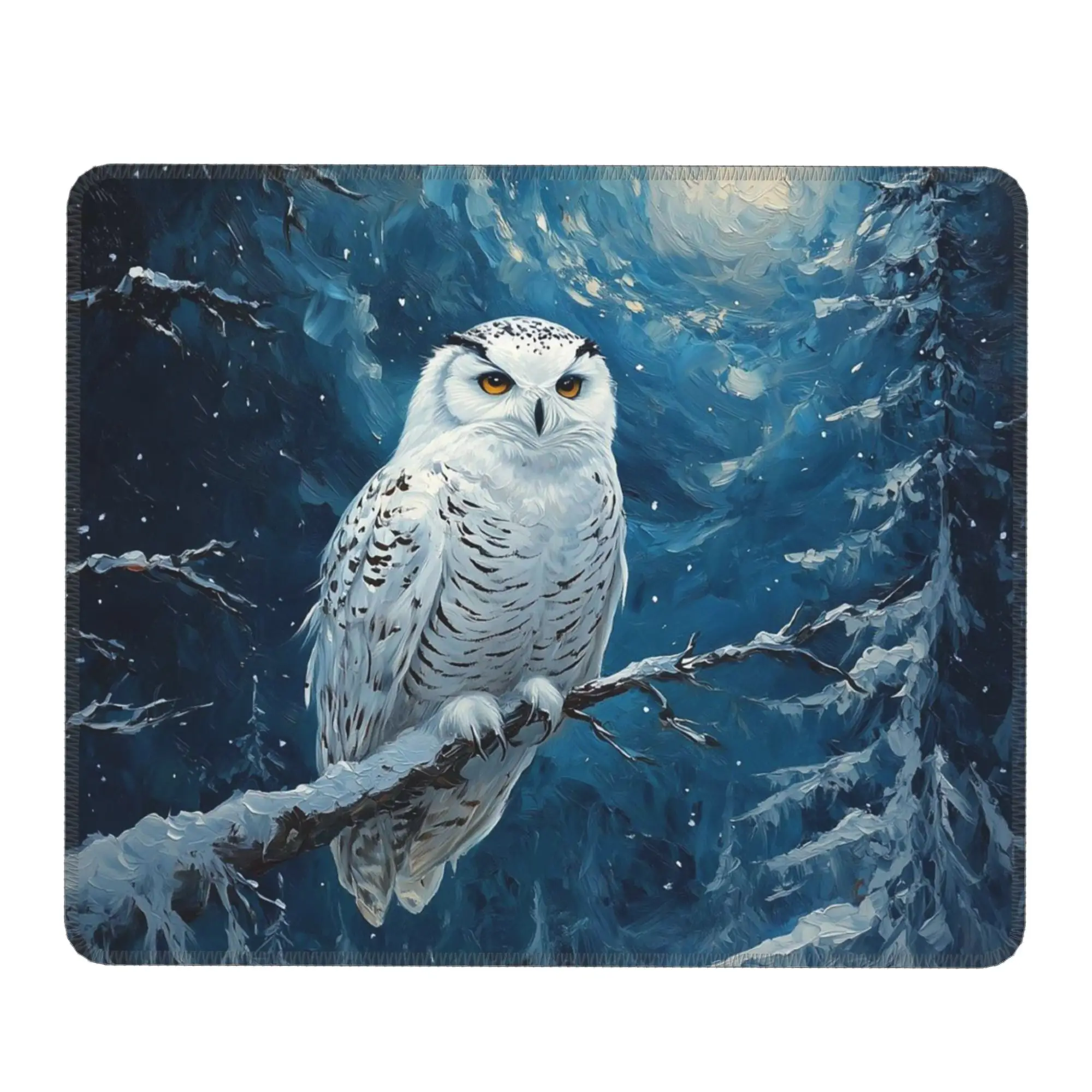 White Owl On Snow Covered Branches Pattern Mouse Pad Computer Keyboard Mouse Mat Gamer PC Laptop Desk Mat Office Table Mats