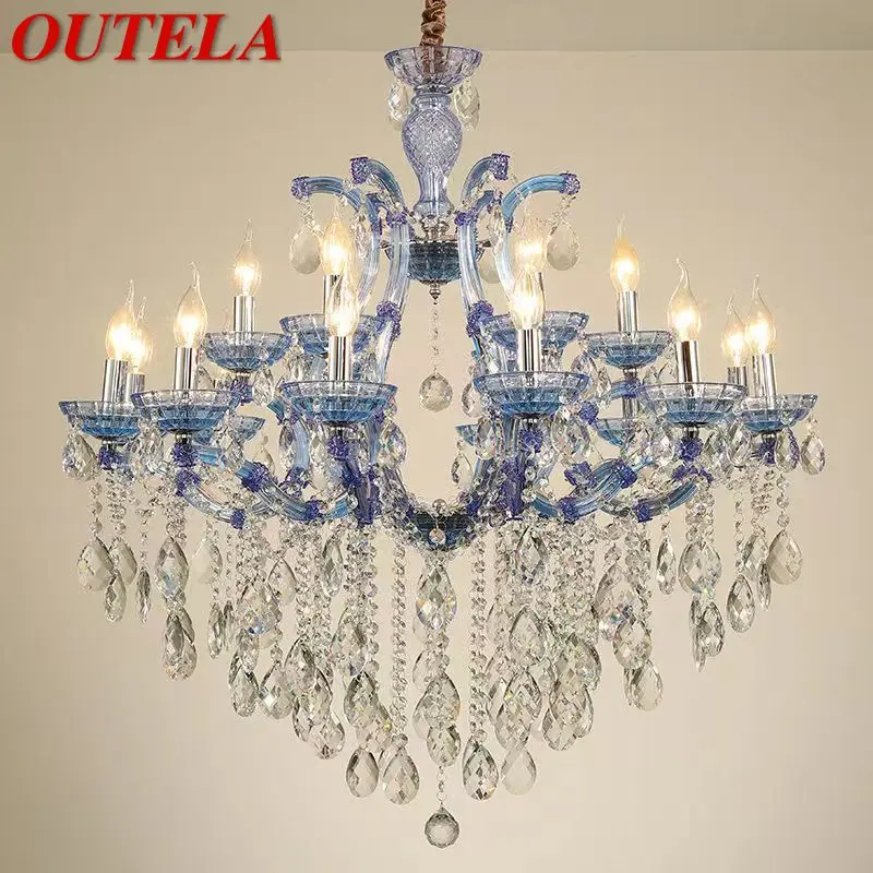 

OUTELA LuxuriousCandle Pendent Lamp European Style Crystal Lamp Art Living Room Restaurant Villa Staircase Duplex Building