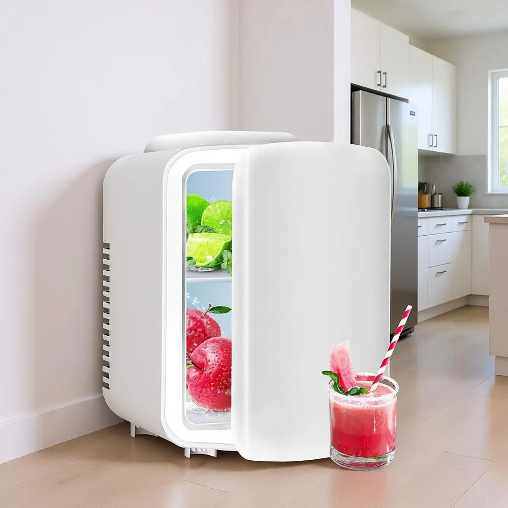 

Портативный мини-холодильник/нагреватель на 4 л/6 банок, компактный, для косметики, напитков, еды, спальни, общежития, белый, энергоэффективный