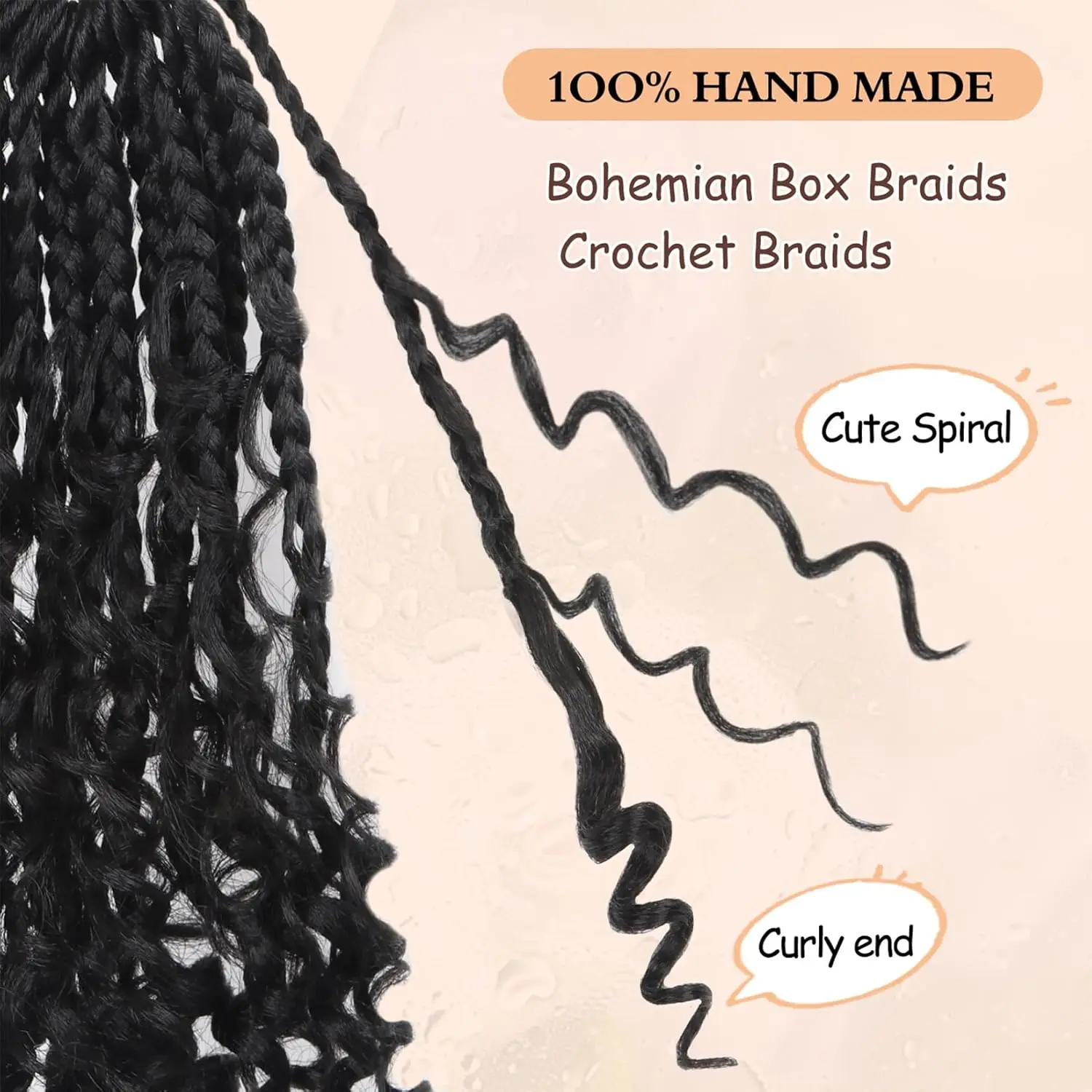 Goddess Box Braids gehaakt haar 8 inch pre-lus Boho gehaakte vlechten met gekrulde uiteinden, 8-packs synthetisch gehaakt haar voor dames