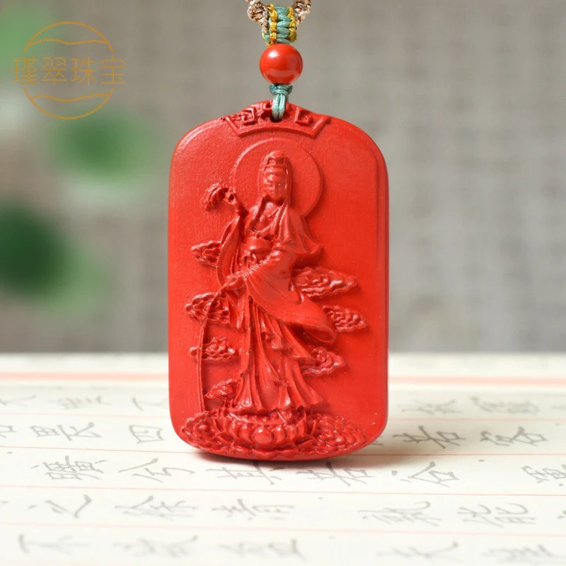 Natural Guanyin Pendant with High Red Content, Unisex Peace Necklace