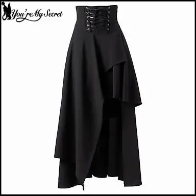 

[You're My Secret] Черная длинная юбка для женщин в готическом стиле с завязками, с высокой талией, средневековая, однотонная, в стиле панк, для весенне-летнего гардероба