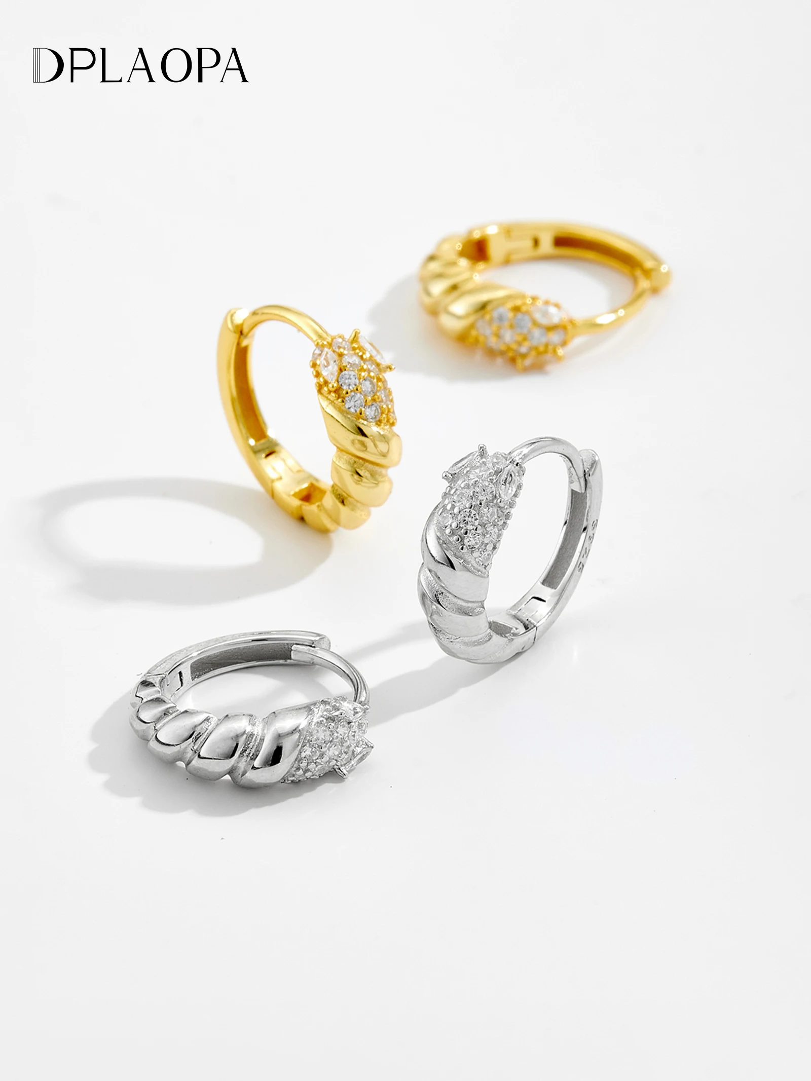 

Женские серьги-кольца DPLAOPA из стерлингового серебра 925 пробы с позолотой и цирконием, модные классические шикарные женские ювелирные изделия