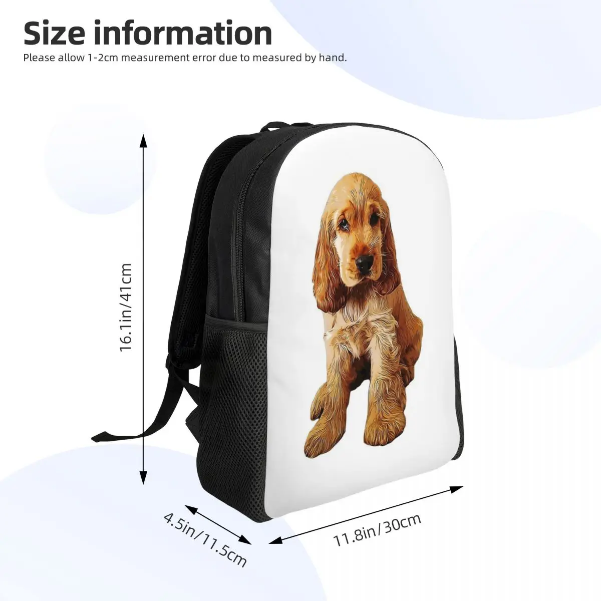 Gold Cocker Spaniel Puppy Dog Student Backpack School Bag Hiking Travel Daypack for Boys Girls Fashion Bookbag Shoulder Bags