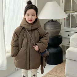 Down Jacket for Kids Korean Kids Winter Jacket Cotton Down Parkas Boys Girls Solid Hooded Coat Thick Cotton Chidlren Warm Coats