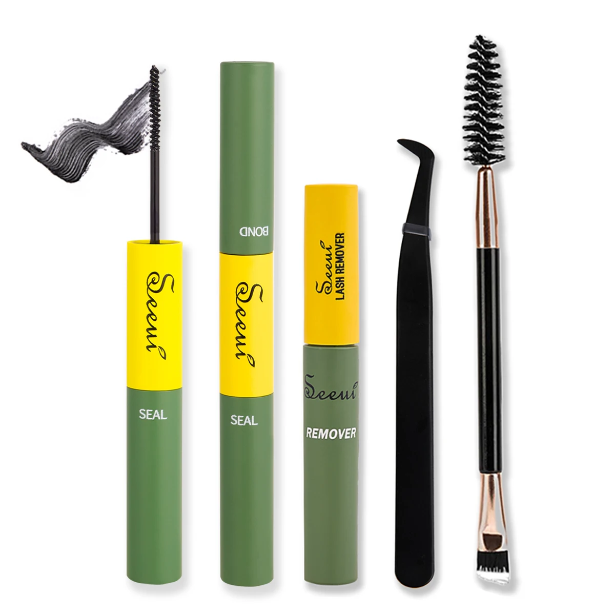 ボンド & シール 10 ミリリットルまつげグルーリムーバー 5 ミリリットルまつげピンセットまつげブラシピンセットキットメイクアップツール
