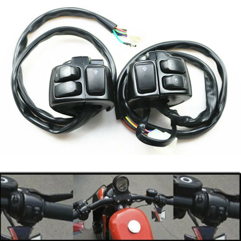 Motorcycle 25MM Black Handle Turn Signal Control Switch Suitable For Harley XL883 Sports Car Dyna V-ROD Softail