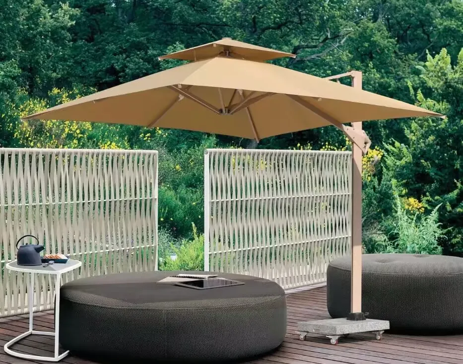 Outdoor Garden Umbrella Aluminum Square Hanging Offset Parasols Garden 10 Ft Cantilever Commercial Beach Patio Umbrellas