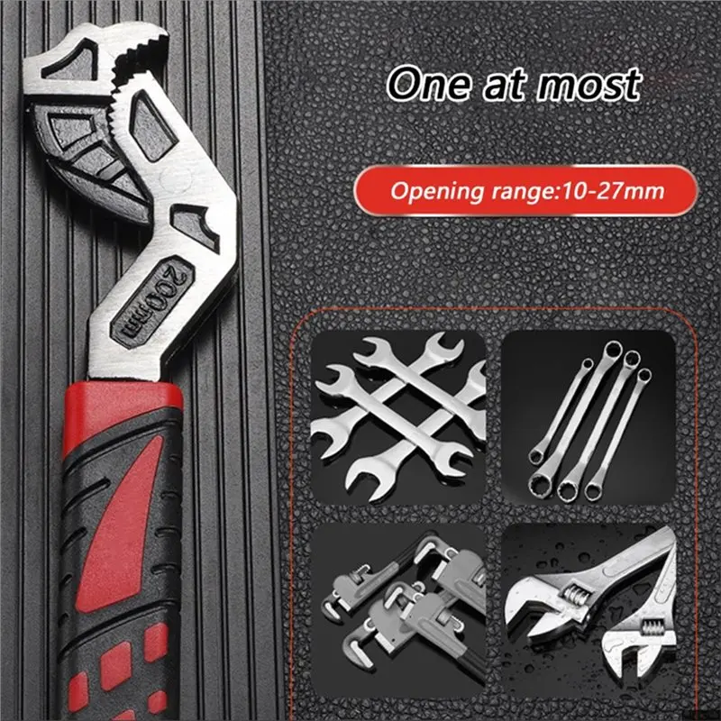 [NEW!A08R】 Self Locking Adjustable Wrench, Ergonomic Non-Slip Handle, 50 Teeth Steel Pipe Wrench,With Automatic Spring Mechanism