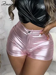 Znaiml Summer Shiny Metallic Cycling Shorts for Women Clothing Push Up Pants Sexy Beach Birthday Rave Party Night Club Trousers