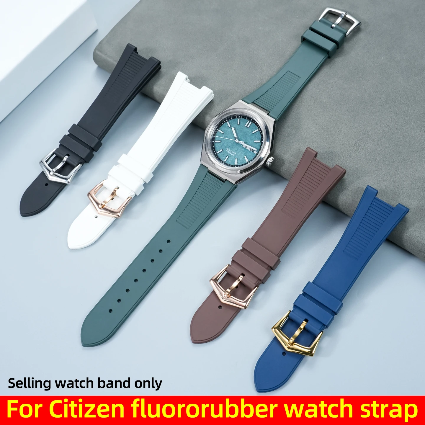 

25*12 мм ремешок для часов FKM с вырезом для Citizen AW0130-85X/A/Z, мягкий резиновый ремешок для часов, мужской спортивный резиновый ремешок, аксессуары для браслета