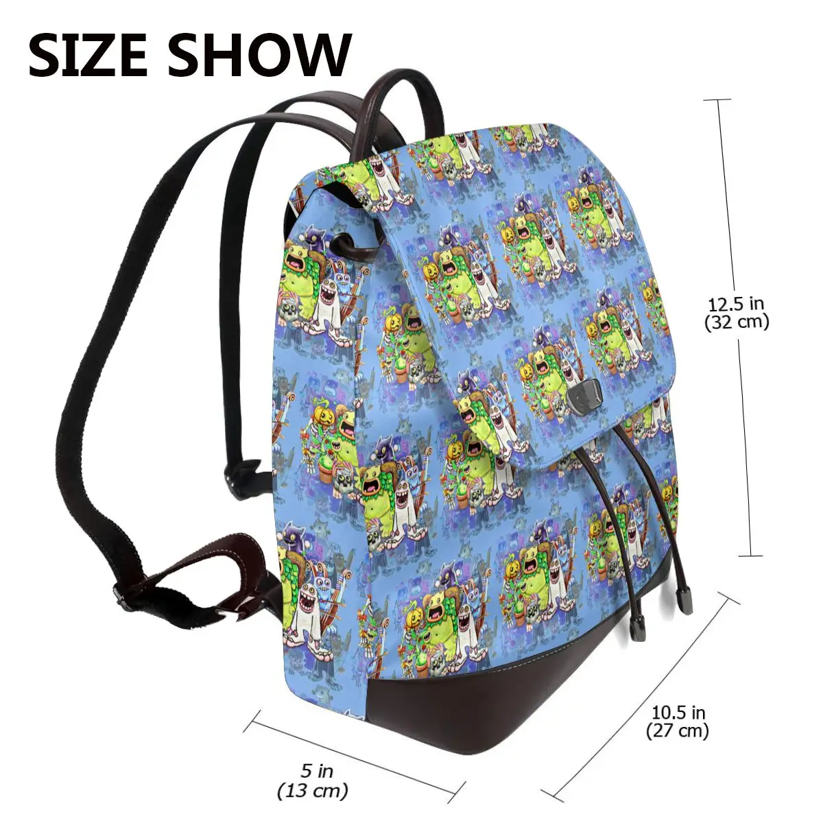 My Singing Monsters Characters Bookbag School Student Bags Hiking Travel Daypack for Women Fashion Derma Backpack