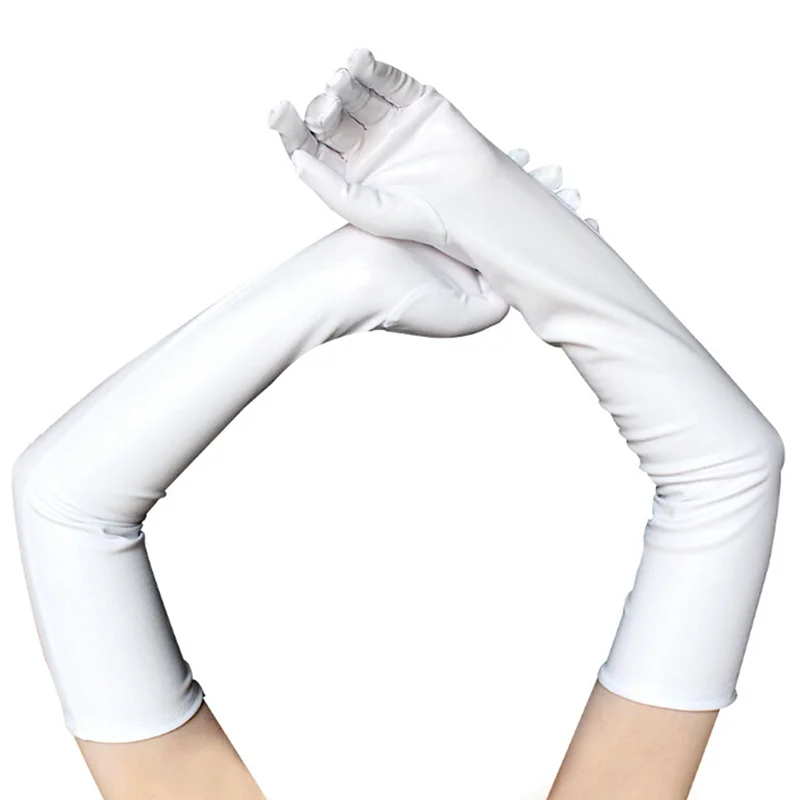 Zwarte strakke handschoenen Pole Dance Performance Handschoenen Show Punk Gothic Sexy Lakleer Lange Handschoenen Cosplay Kledingaccessoires