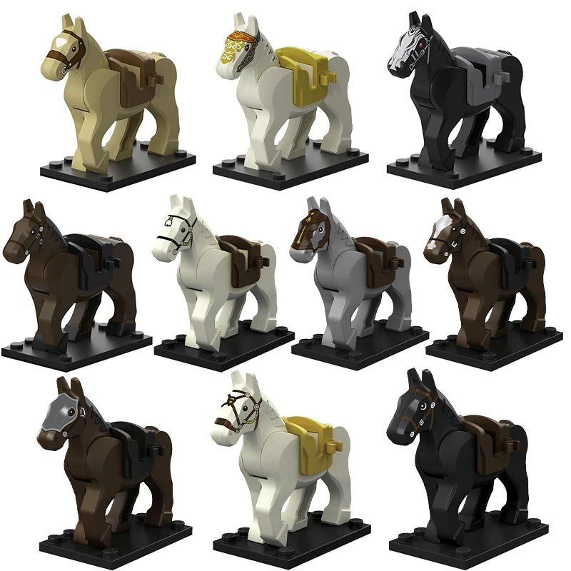 Moc Animal Medieval Dragon War Horse Bear Elk Wolf Tiger Mammoth DIY Model Building Blocks Kids Toys Gifts Boys Girls Juguetes