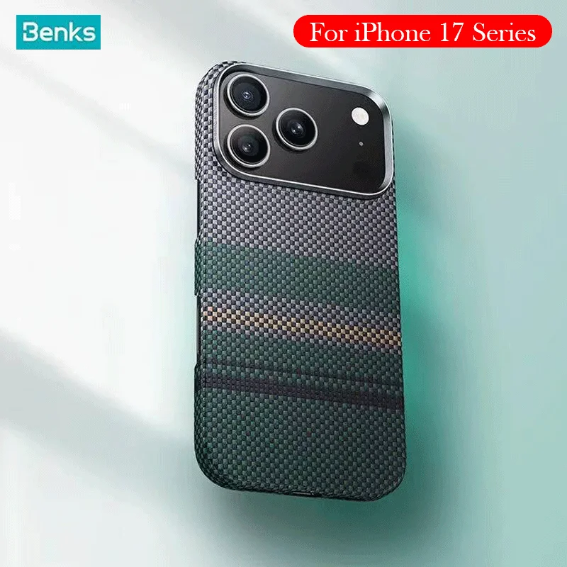 

Чехол Benks из углеродного волокна для iPhone 17 Pro Max, задняя крышка с кевларовой беспроводной зарядкой для iPhone 17 Pro