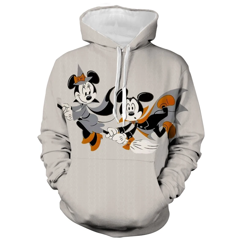 Halloween New Mickey Minnie 3D Printed Harajuku Trendy Women's Clothing 2024 Spring Children's Casual Drawstring Hoodie