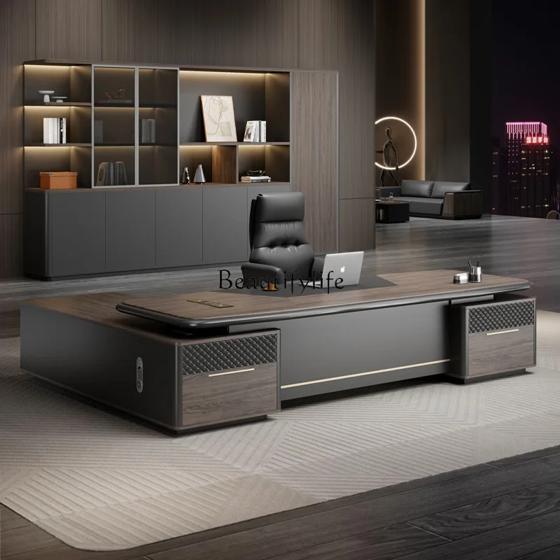 

Boss desk light luxury high sense simple modern president big desk furniture