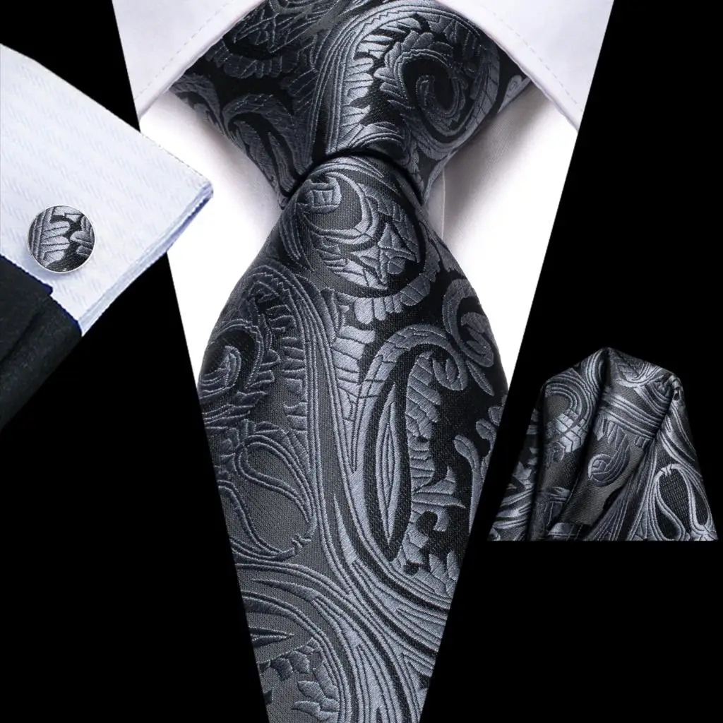 Corbata de seda sólida para hombre, de Cachemira mancuerna gris para boda, regalo, corbata de moda, fiesta de negocios, diseño de hi-tie