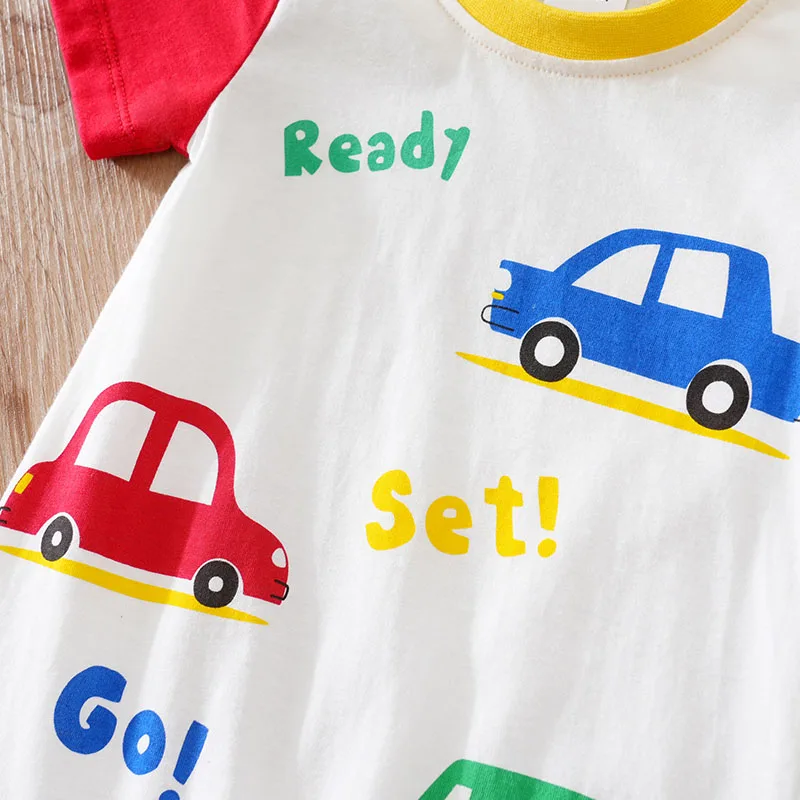 Newborn Baby boy romper Red and blue car print short sleeve Infant Cotton Clothes Jumpsuit high quality For Toddler Outfits