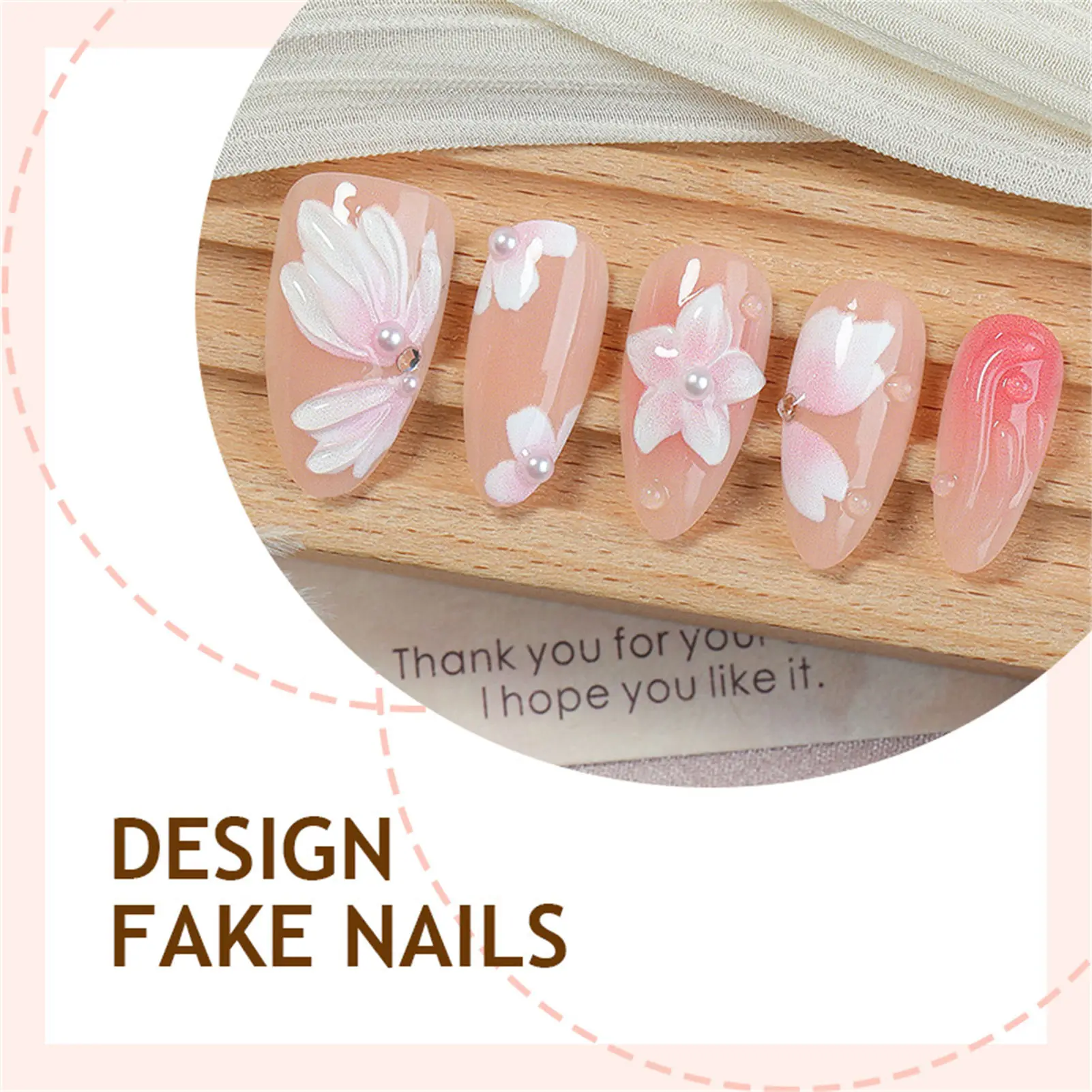 30Pcs 3D Flower Design False Nails Short Style Lightweight And Durable For Wedding Party Everyday Use