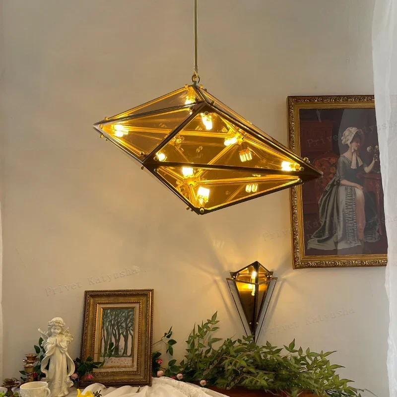 Modern Designer Angular Diamond Ceiling Chandelier 2024 New Glass Hanging Light For Ceiling Home Decor Lustre Dining Room