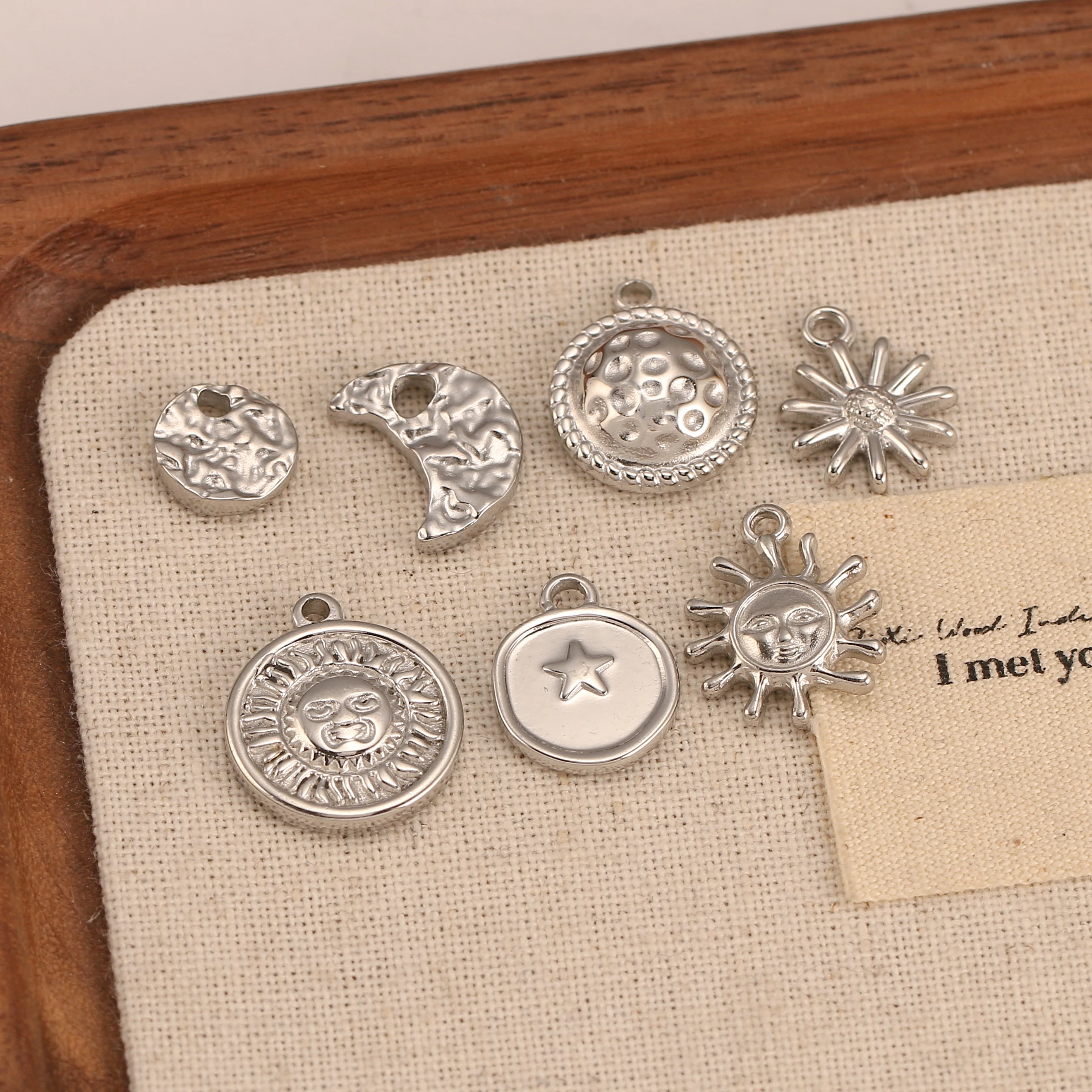 3Pcs/Lot Celestial Sun/Star/Moon Charms for Jewelry Making Stainless Steel Pendants DIY Necklace Bracelet Dangle Crafts Supplies