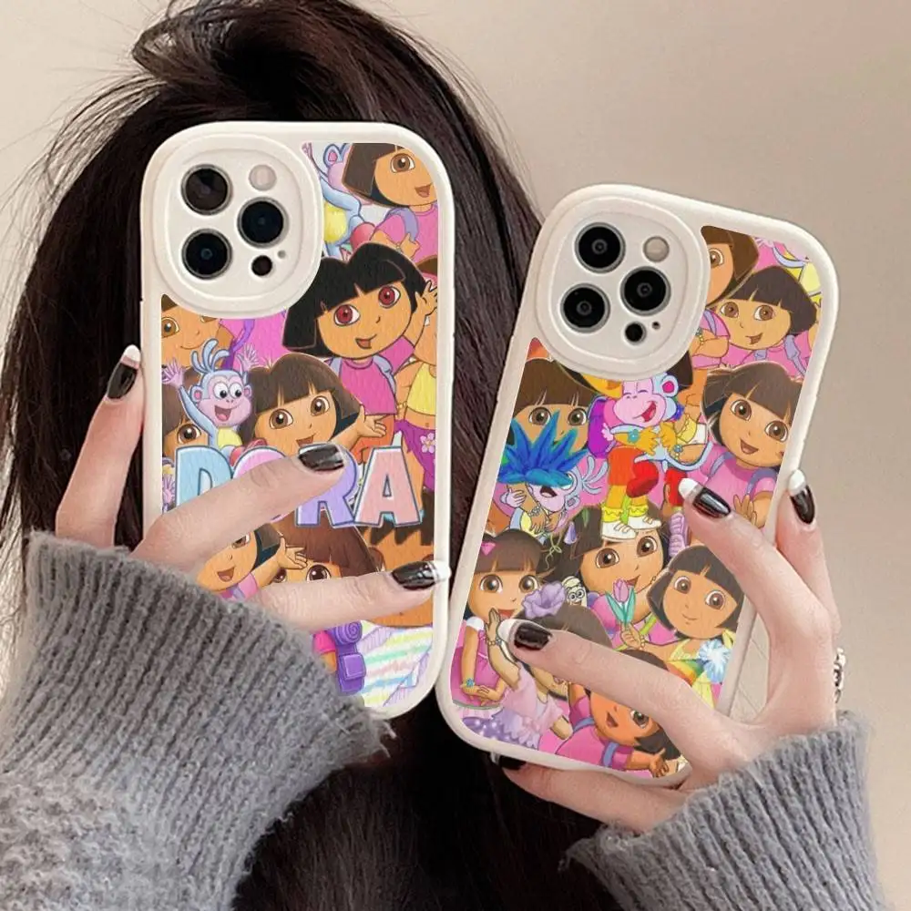 Capa de Telefone de Couro Dora a Aventureira para iPhone 16 14 15 Pro Plus 13 12 11 Pro Max com Capa de Silicone