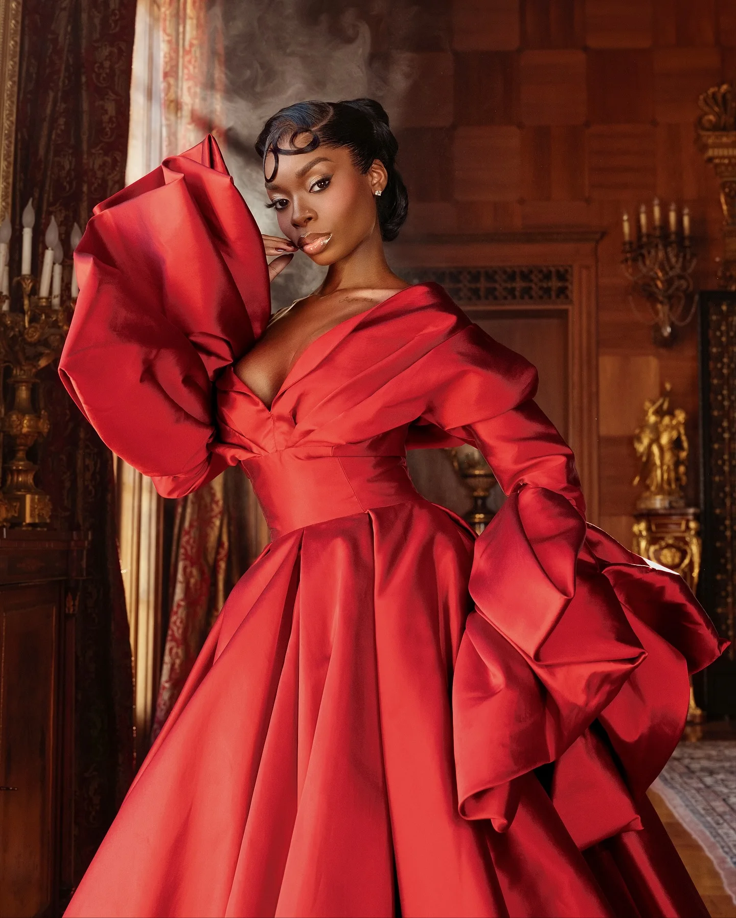 ドラマチックなレッドカーペットイブニングロングドレス2026カスタムボールドレスオフショルダー豪華なロングスリーブウェディングガウン花嫁ドレス撮影