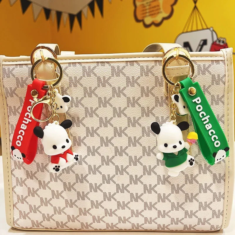 Sanrio Pochacco Keychain Cute Cartoon Kawaii Lover Doll Key Ring Portable Backpack Car Key Decoration Pendant Children Toys Gift